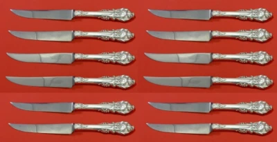 Sir Christopher by Wallace Sterling Silver Steak Knife Custom Set 12 8 3/4" Serr - Image 1 of 4