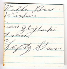 AUTOGRAPHED INDEX CARD TRIMMED - LEFTY GROVE Philadelphia Athletics HALL OF FAME