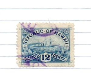 Hawaii Stamp Sc78 blue 12 cent used 1894 S.S. Arawa - Picture 1 of 7