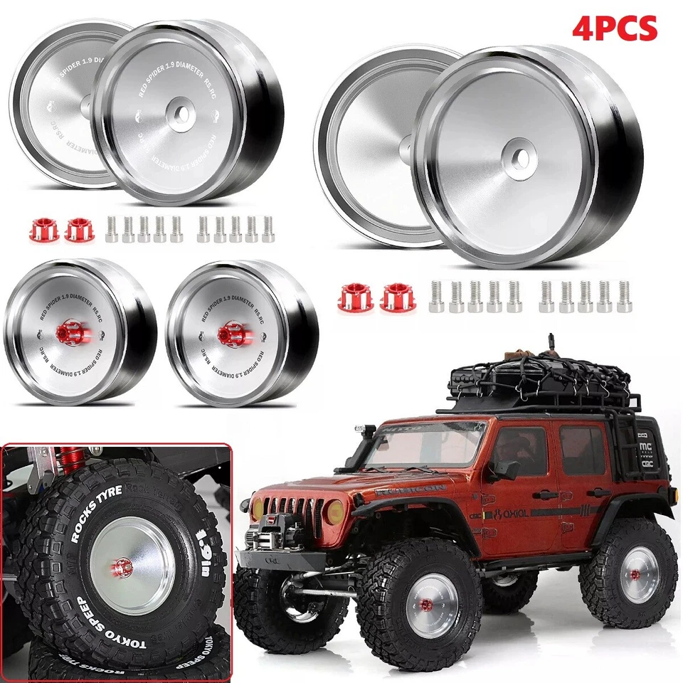 4x 1.9" Alloy Metal Beadlock Wheel Rims For 1/10 RC Crawler D90 SCX10 TRX4 Gen8  - Image 1 of 4