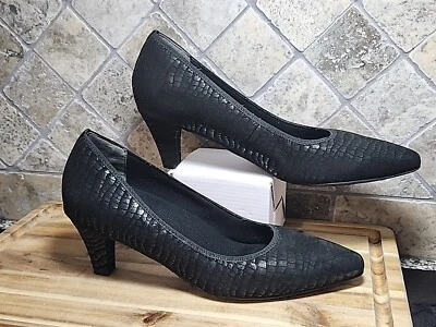 Ros Hommerson Cuero Negro Estampado Piel de Serpiente Cojín Plantilla Bomba Talla 12 N Elegante Foto 1 de 4