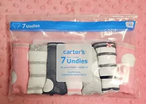 Kid Girl Size 4-5 Undies Carter's Pink Navy Blue Gray Polka Dot Striped - Picture 1 of 2