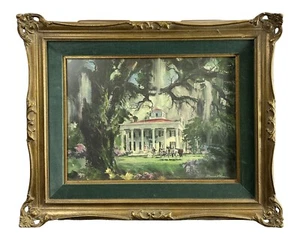 (after) FRANCIS CHASE Southern Plantation Lithograph in Carved Gilt Wood Frame - Picture 1 of 11