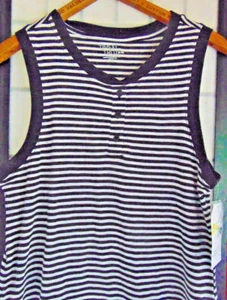 Abito lungo senza maniche Time And Tru donna nero/bianco righe maglia tasche med nuovo - Foto 1 di 4