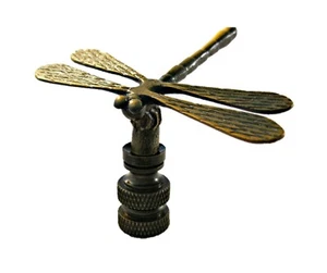 Lamp Finial-DRAGONFLY-Aged Brass Finish, Highly detailed metal casting, FS - Picture 1 of 12