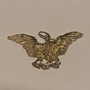 American Bald Eagle Pendant 14K Yellow Gold, Open Wings, 4.5 Grams, Charm, 1.75" - Picture 1 of 6