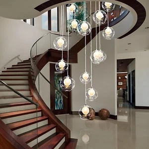 Long Chandeliers for High Ceilings,Modern Crystal Balls Pendant Light,Globe R... - Picture 1 of 9