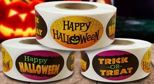 ETICHETTE HALLOWEEN 500 PER ROTOLO OTTIMI ADESIVI 1,25" x 2" - Foto 1 di 3