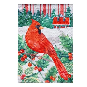 Cardinal Holiday Farmhouse 14M10825 Evergreen MOIRE Garden Flag 12.5” x 18” - Picture 1 of 2