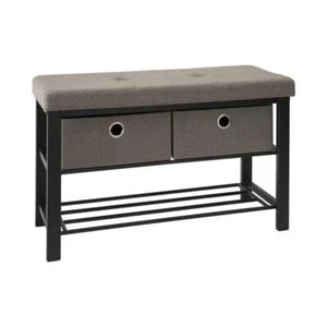 Entryway Shoe Storage Bench 31.9"H X12.6"W With 3-Pair Taupe Polyester - Picture 1 of 6