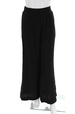 Pantalones Drew para mujer elásticos de talle alto informales de pierna ancha negros talla L Foto 1 de 4