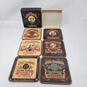 Vintage Jack Daniels Nr. 7 Whisky Getränk Untersetzer Box 6er Set Korken Rückseite - Bild 1 von 10