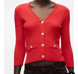 Cárdigan corto tejido acanalado Zara rojo dorado botones talla M 6427/0124 nuevo con etiquetas - Imagen 1 de 9