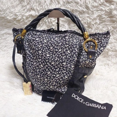 DOLCE&GABBANA Shoulder Hand Bag Black Leather Small Purse Vintage Authentic - image 1 of 4