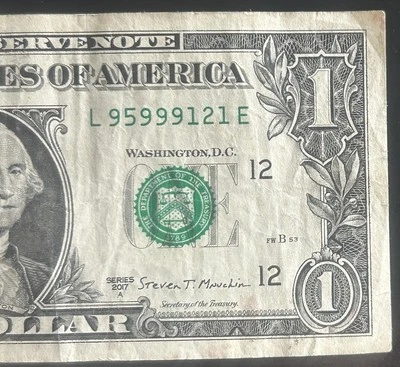 $1 95999 Semi High Fancy Serial Number L95999121E Series 2017A - Image 1 of 3