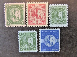 GERALD M KING, ALICE in WONDERLAND, , ALICE LIDDELL PORTRAITS, 3 W's & 2 GS, MNH - Picture 1 of 2