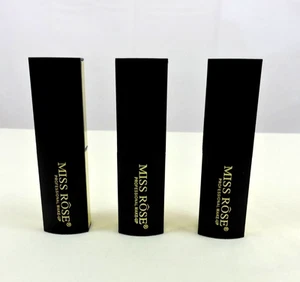 Lote de 3 Lápiz Labial Rojo Oscuro Miss Rose Profesional Maquillaje A10 - Imagen 1 de 5