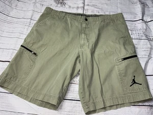 Jordan Shorts Mens 38 Green Cargo Pocket Air Jumpman Logo Military Zip Adult - Picture 1 of 7