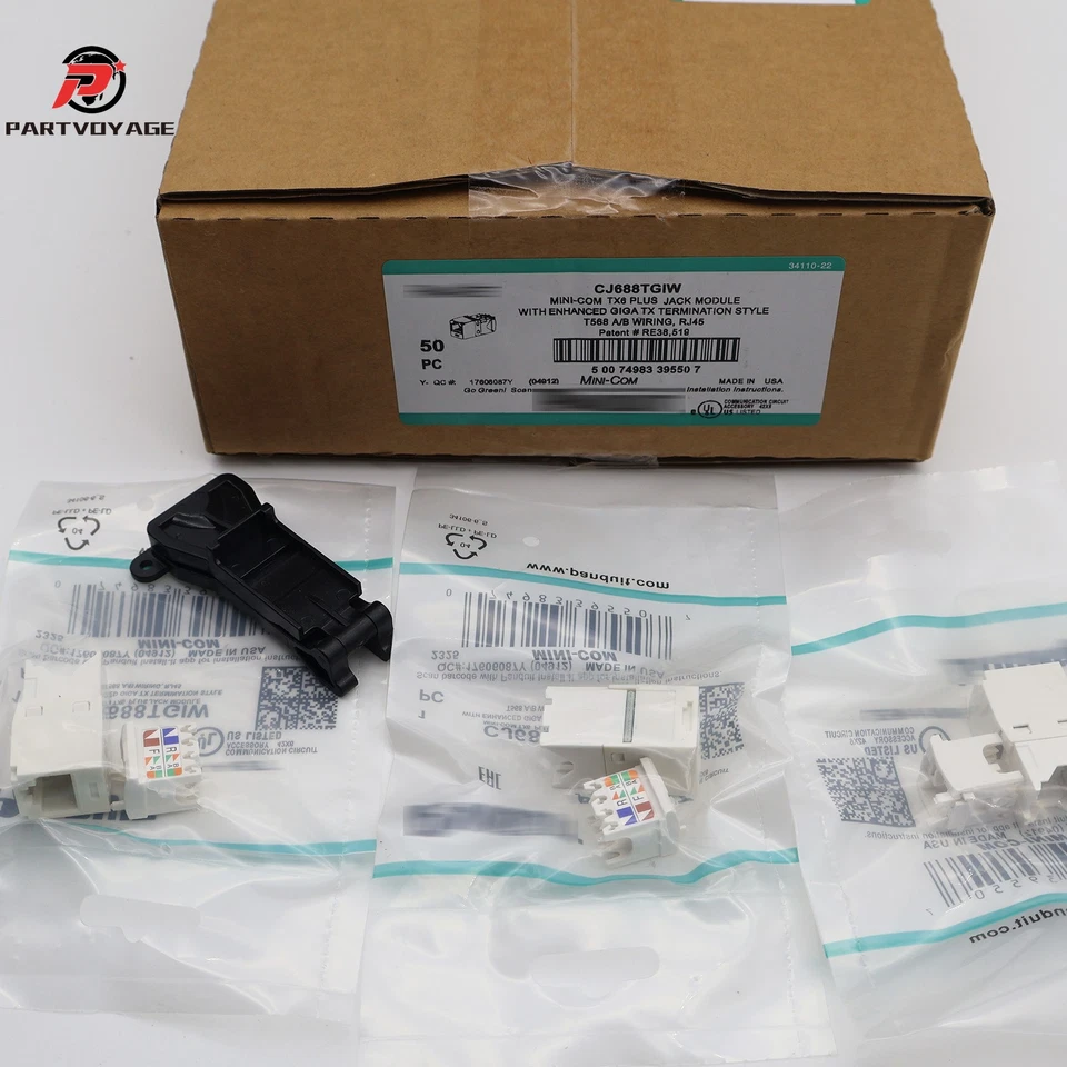 Módulo conector de red 50x CJ688TGWH para Panduit Gigabit TX Mini-Com TX6 Plus blanco Foto 1 de 4