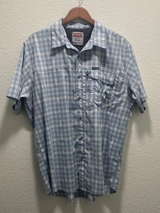 Camicia Wrangler serie Outdoor schiena ventilata escursionismo campeggio blu bianca uomo XL - Foto 1 di 12