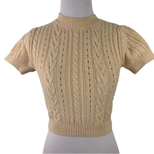 Maglione Free People Intimamente Crema Corto e Dolce Brami Eggnog Cropped Taglia S - Foto 1 di 8