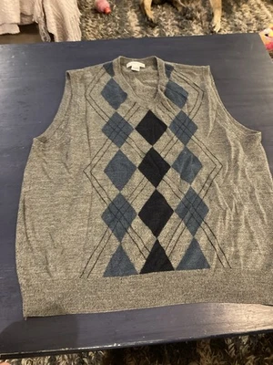 Geoffrey Beene Sweater Vest Men's Extra Soft Gray Argyle - Image 1 of 4
