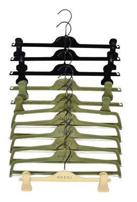 (11) Authentic Gucci Black & Green Velvet Logo Pants & Skirt Hangers - Image 1 of 2