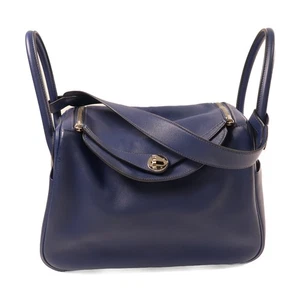HERMES PHW Lindy 30 2Way Shoulder Hand Bag Vaux Swift Leather Blue Indigo - Bild 1 von 20