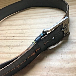 Vintage Pinguin Vollnarben Rindsleder Braun Gürtel mit Silber Schnalle Größe 34 - Bild 1 von 8