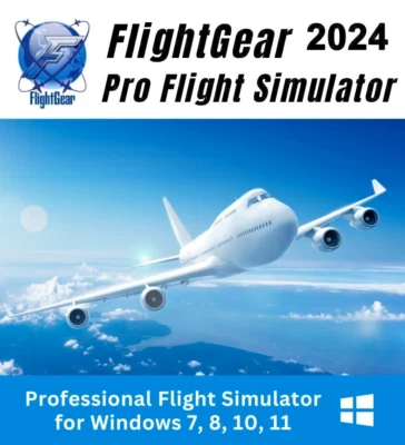 Flight Gear 2024 - Flight Simulator Software Windows on DVD-ROM - FREE SHIPPING - Image 1 of 4