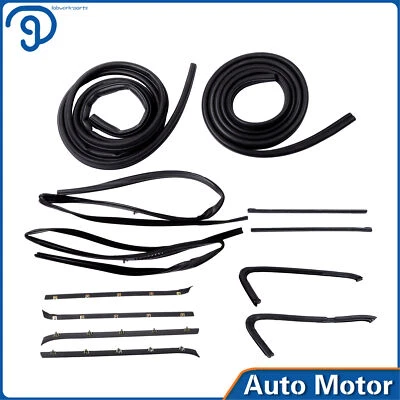 Front Side Door Rubber Seal Weatherstrip Kit Black For Chevy GMC Pickup 73-1980 - Изображение 1 из 4