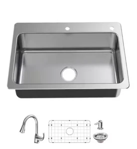 Glacier Bay #VT3322TA1PA1 All-in-One Single Bowl Stainless Steel Sink & Faucet - Picture 1 of 1