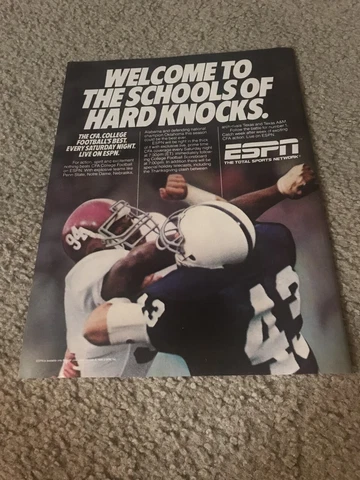 Vintage 1986 ESPN COLLEGE FOOTBALL Poster Print Ad ALABAMA TIDE vs PENN STATE Cover
