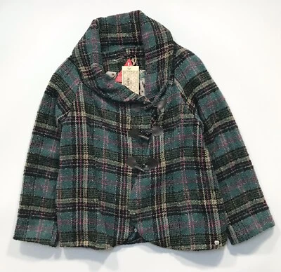 Joe Browns Plaid Coat Asymmetric Front Womens UK 18 Wool Blend Green Multi BNWT - Image 1 of 4