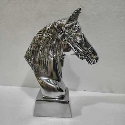 Cabeza de Caballo Aluminio Estatua Escritorio Libro Estante Decoración Estatuilla 9 pulgadas Escultura Foto 1 de 4