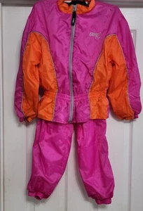 VTG 90's BIKE Athletic Wear 2pc Nylon Warm Up Suit Girls Small 7/8 Pink /Orange - Picture 1 of 7