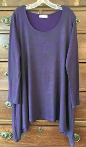 Bryn Walker stretch knit tunic top Sz L Purple/dark grey Oversized - Picture 1 of 8