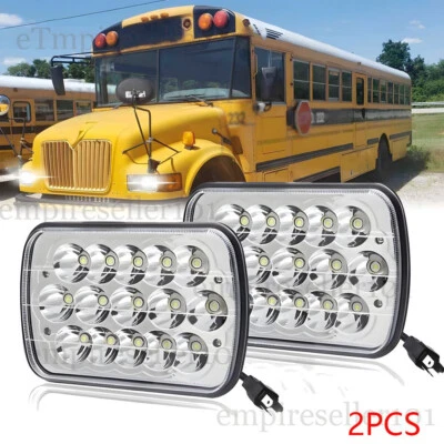 DOT Approved Pair 130W 5x7" 7x6 LED Headlights for International 3800 School Bus - Image 1 of 4