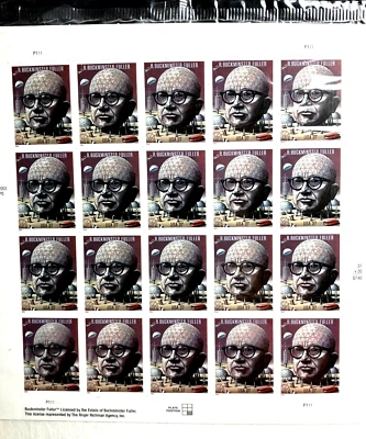 BUCKMINSTER FULLER  U.S. ~37C STAMP COMM PANE OF 20 ~SCOTT#3870 2003  MNH - Image 1 of 3