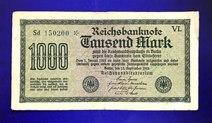 *RARE STAR NOTE* 1922 GERMANY - 1000 MARKS (REICHSBANKNOTE) - VF - EZVIN - Picture 1 of 2