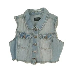 Ci Sono Jeansweste mit Knopfleiste Mädchen Gr. L helle Waschung blau Taschen ausgefranster roher Saum - Bild 1 von 7