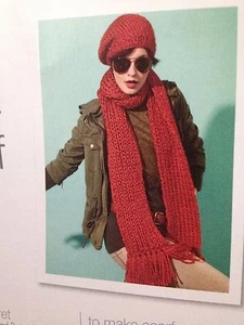 Ladies Knitted Beret And Long Scarf Knitting Pattern - Picture 1 of 1