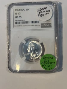 1963  DDO Washington Quarter FS-101 NGC MS 65 - Picture 1 of 6