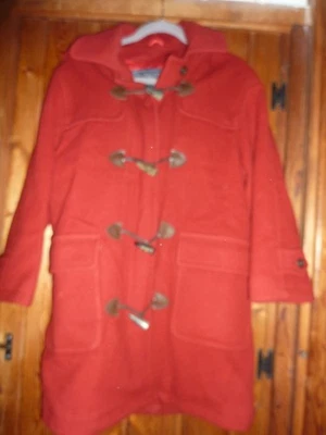 WOMEN'S BURBERRYS' RED WOOL HOODED COAT - Image 1 of 4