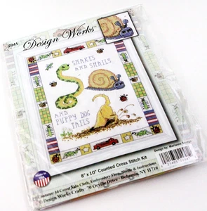 Design Works 2941 Counted Cross Stitch Kit Puppy Dog Tails Little Boys Made Of - Picture 1 of 7