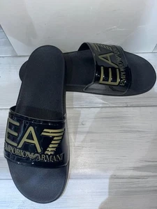 Emporio Armani Ciabatta Uomo Man Nero/Oro  Eu44 AE15 - Imagen 1 de 3