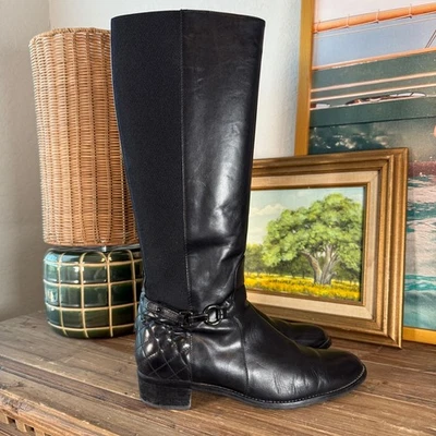 Botas Aquatalia Oralie Para Mujer Cuero Negro Acolchadas Hasta la Rodilla Detalle Hebilla 11 Foto 1 de 4