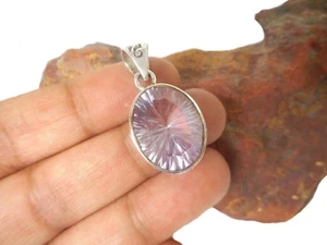 Colgante ovalado de amatista de plata de ley 925 piedras preciosas - Imagen 1 de 6