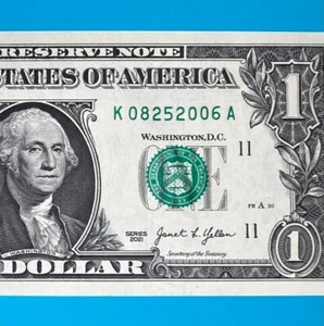August 25, 2006 (К 08252006 A) BIRTHDAY Note $1 One Dollar Bill *UNC* - Picture 1 of 4