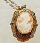 Antique Hand Carved Shell Cameo Flowers 1930s Highly Etched 1.5